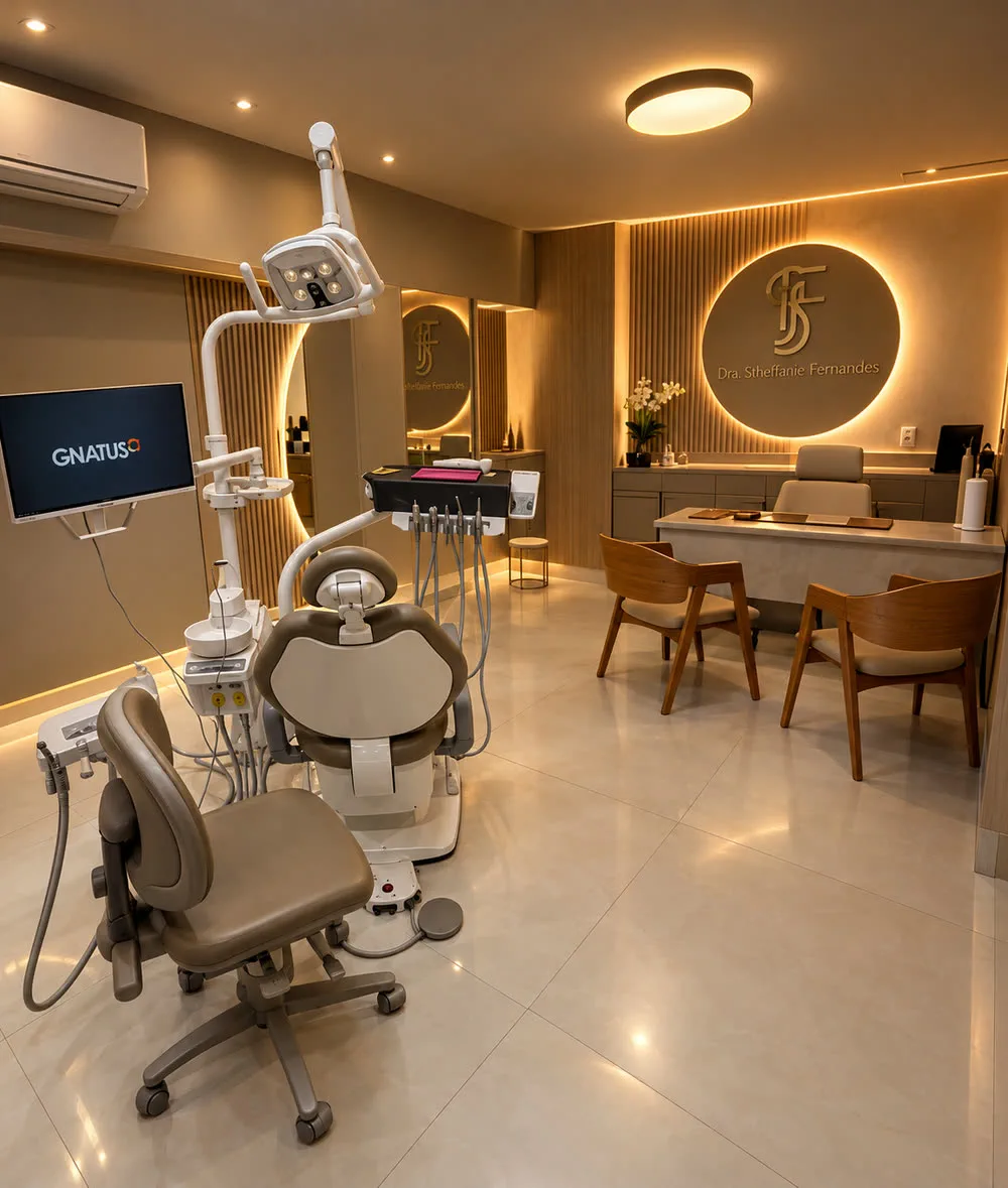 Consultório com cadeira dotada de função de massagem
